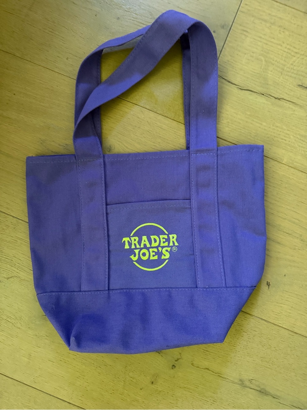 Trader Joe's Purple Canvas MINI Tote with Lime Logo